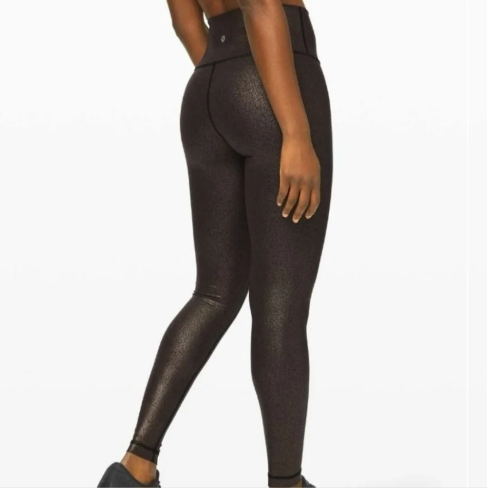 Lululemon Wunder Under High Rise Tight Foil Luminosity Black Copper Gold